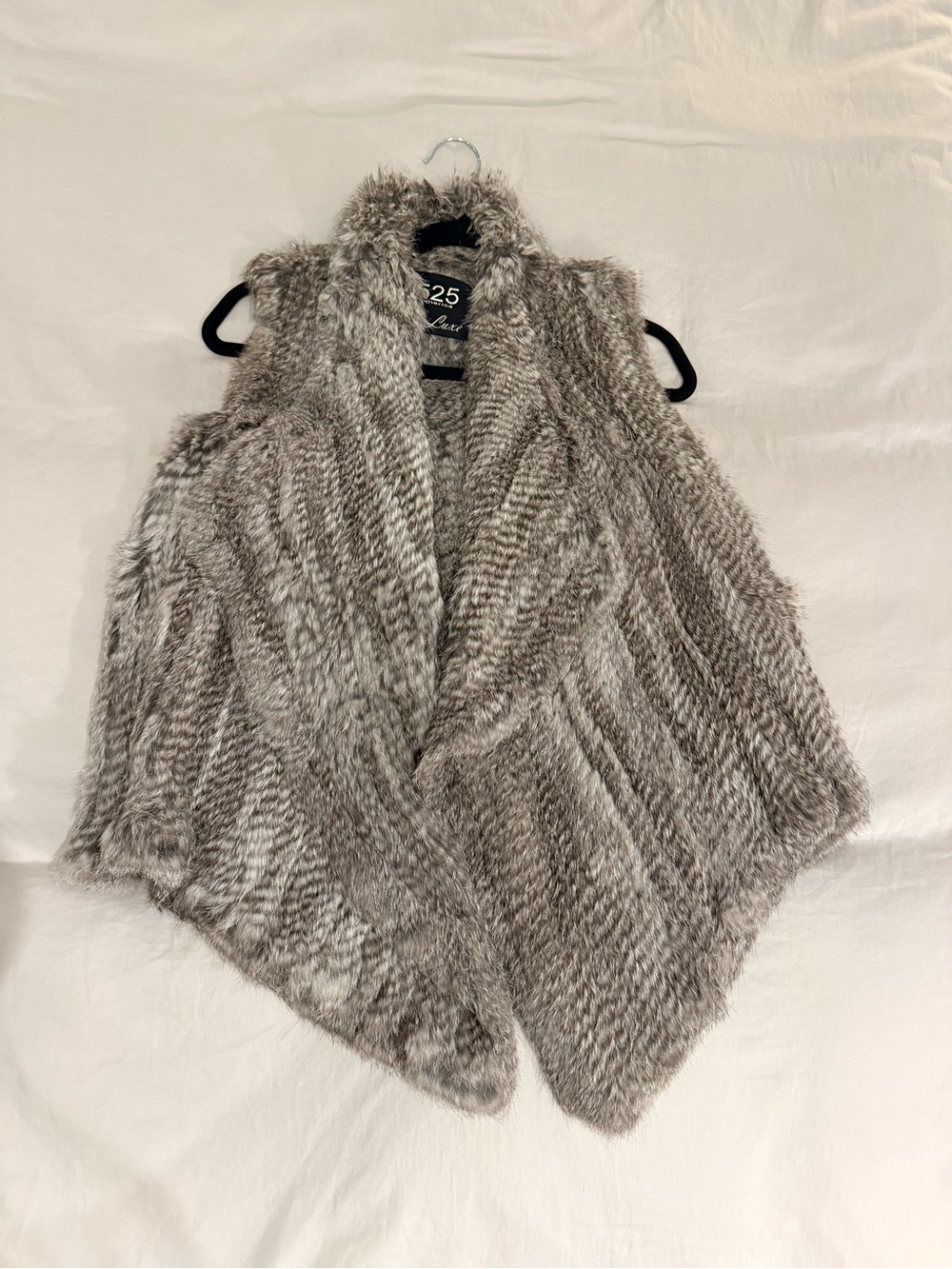 Real Rabbit Fur Vest - Taupe-Grey - Picture 3 of 9